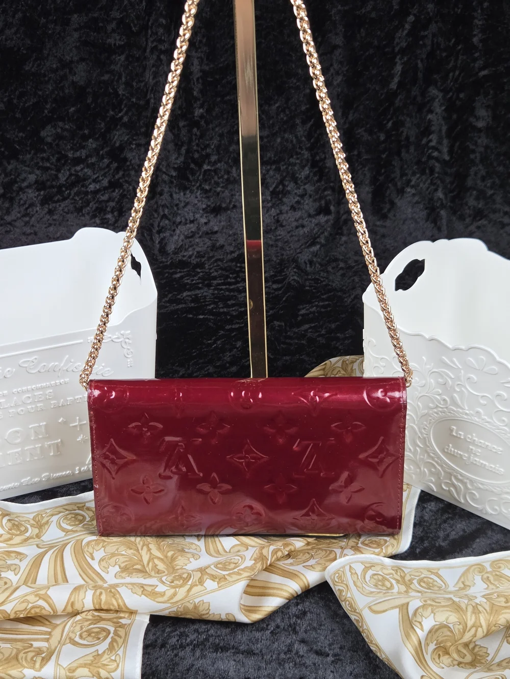 Louis Vuitton Vernis Sarah Wallet Cherry Red Monogram Long Wallet 1998 Restored